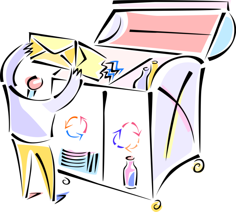 Vector Illustration Of Recycle Blue Box Receptacle - Recycle Clipart (777x700), Png Download