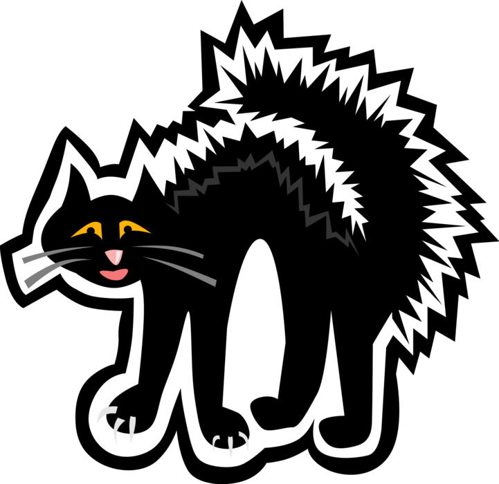Vector Illustration Of Halloween Black Cat Associated - Black Cat Clipart (721x700), Png Download