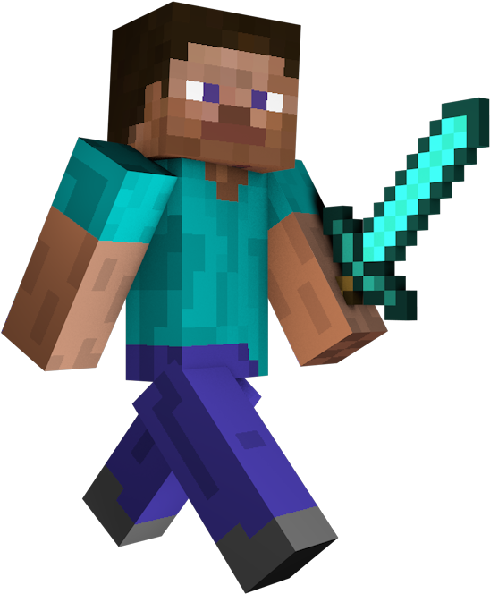 Diamond Sword Steve Clipart (550x666), Png Download