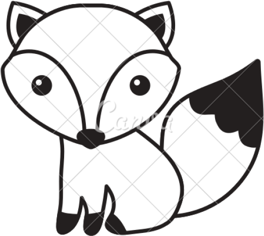 Drawn Fox Black And White - Fox Head Drawing Cute Clipart (640x480), Png Download