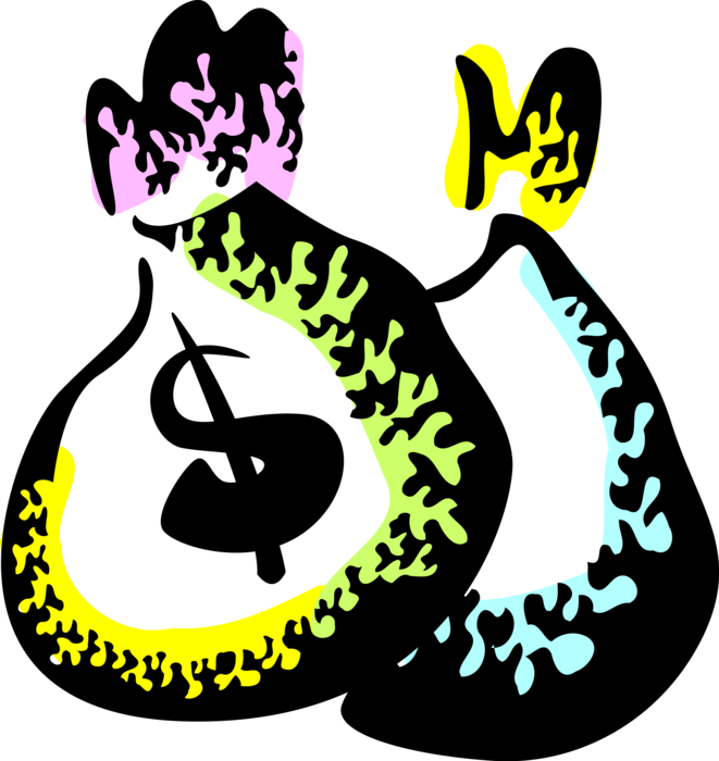 Vector Illustration Of Money Bag, Moneybag, Or Sack Clipart (661x700), Png Download