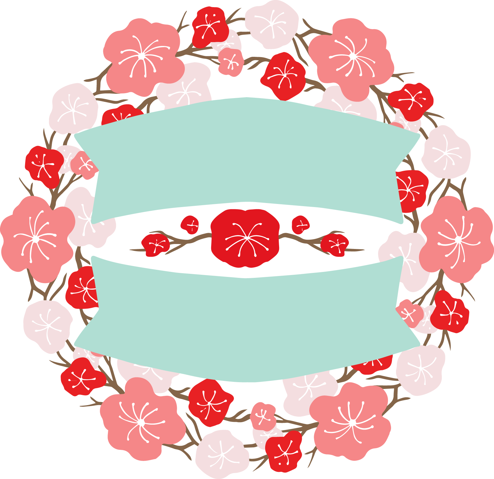 Japan Design Flower Banner Labels Round Two - Cake Clipart (1593x1543), Png Download