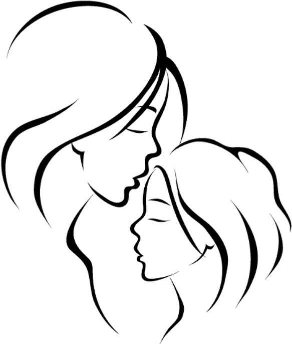 Parent As Patient - Drawing Of Mother And Daughter Clipart (630x736), Png Download