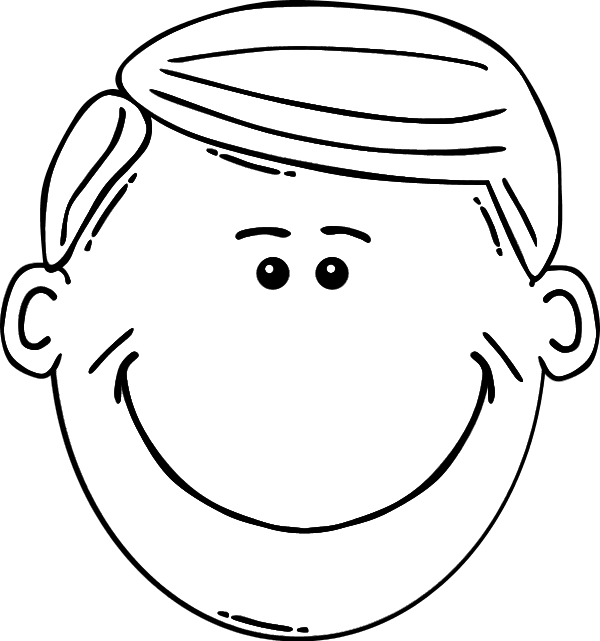 Faces Clipart Black And White - Face Cartoon Black And White - Png Download (600x641), Png Download