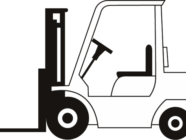 Drawn Truck Fork Lift - Forklift Clipart Black And White - Png Download (640x480), Png Download