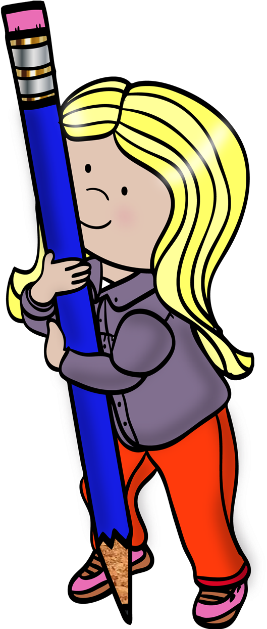 Girl With Pencil Boy With Pencil Girl With Pencil Clipart Full Size