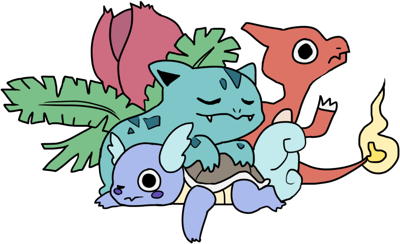 Art Pokemon Venusaur Charmander Bulbasaur Squirtle - Cartoon Clipart (820x501), Png Download