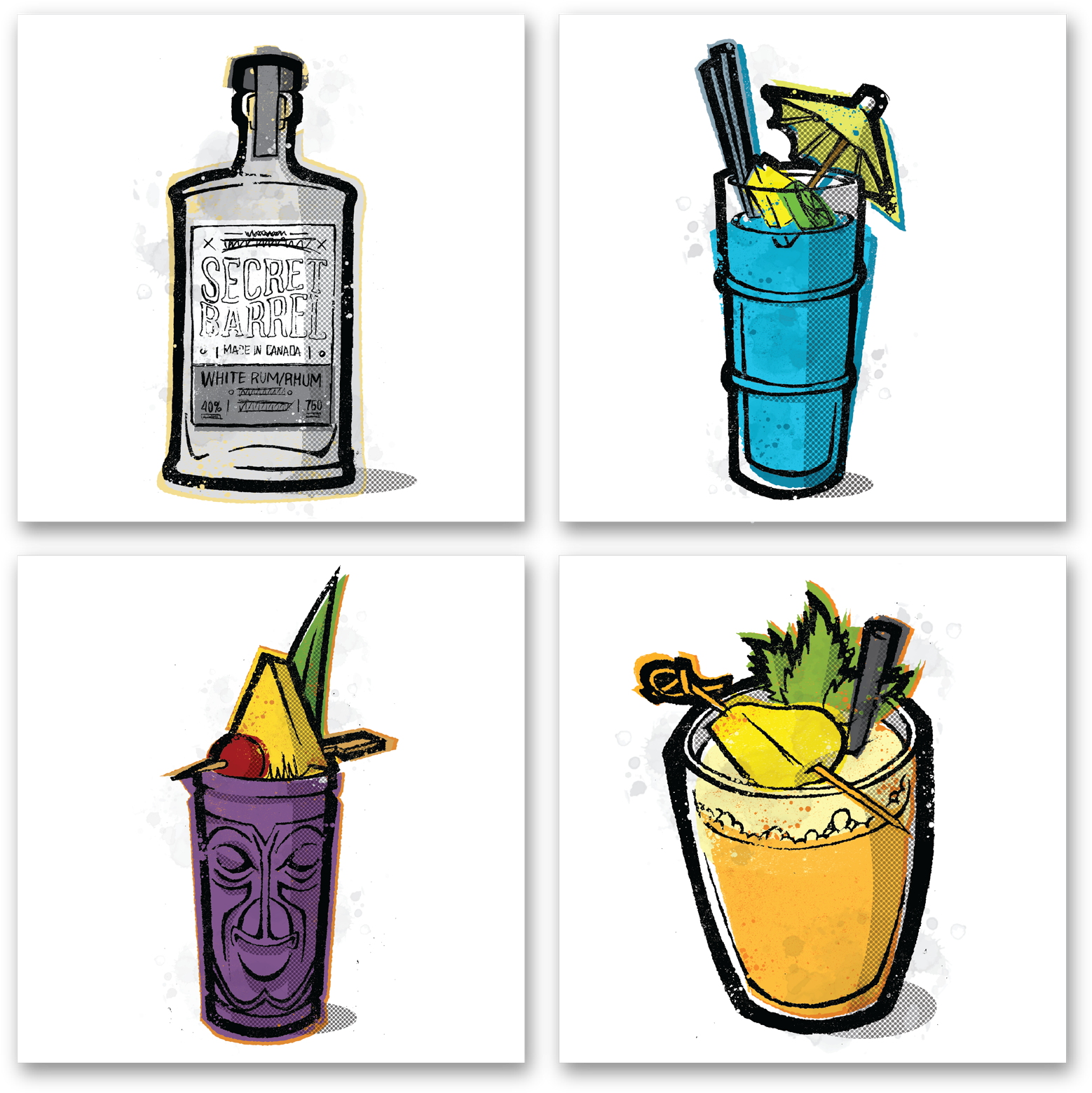 Series Of 12 Illustrations For A Tiki And Tropical Clipart (1580x1598), Png Download