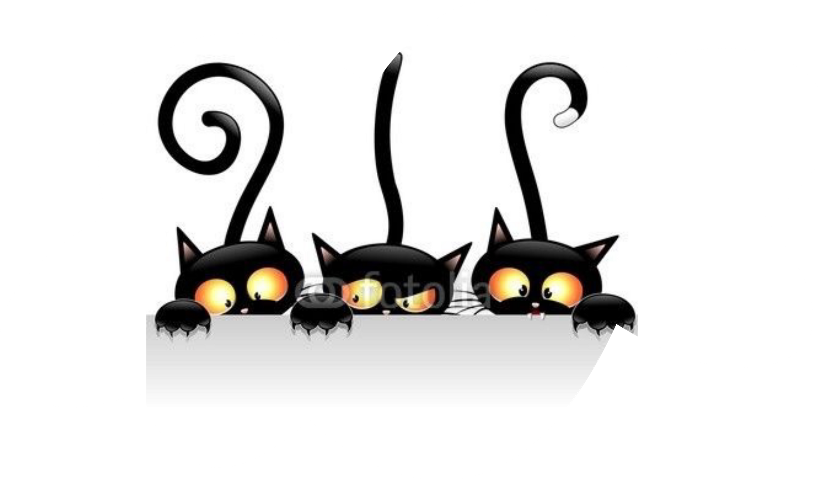 Cat Cartoon Black And White Clipart (830x480), Png Download