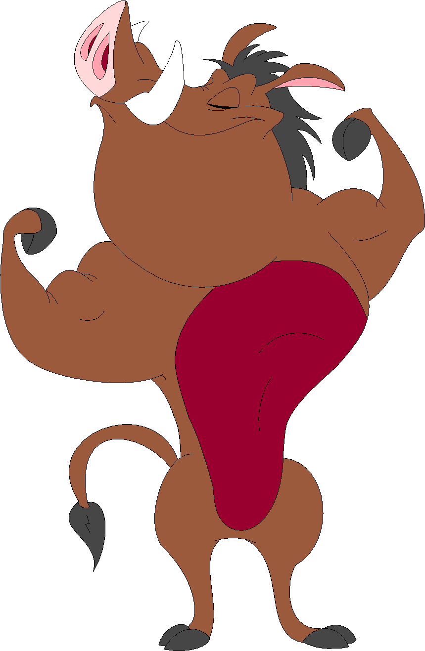 Pumbaa Smith Once Again Shows Off His Muscles - Timon And Pumbaa Muscle Clipart (859x1317), Png Download