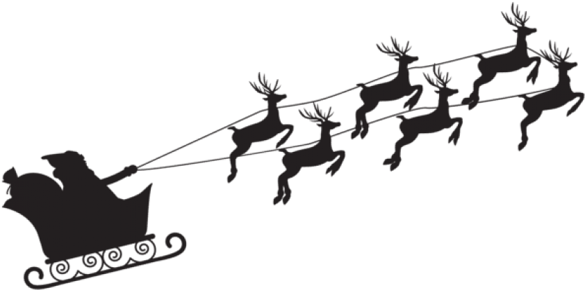 Free Png Santa Claus Silhouette Png Png - Santa Claus Silhouette Png Clipart (850x423), Png Download