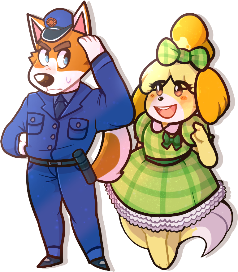 Acnl Isabelle And Copper Clipart (939x905), Png Download