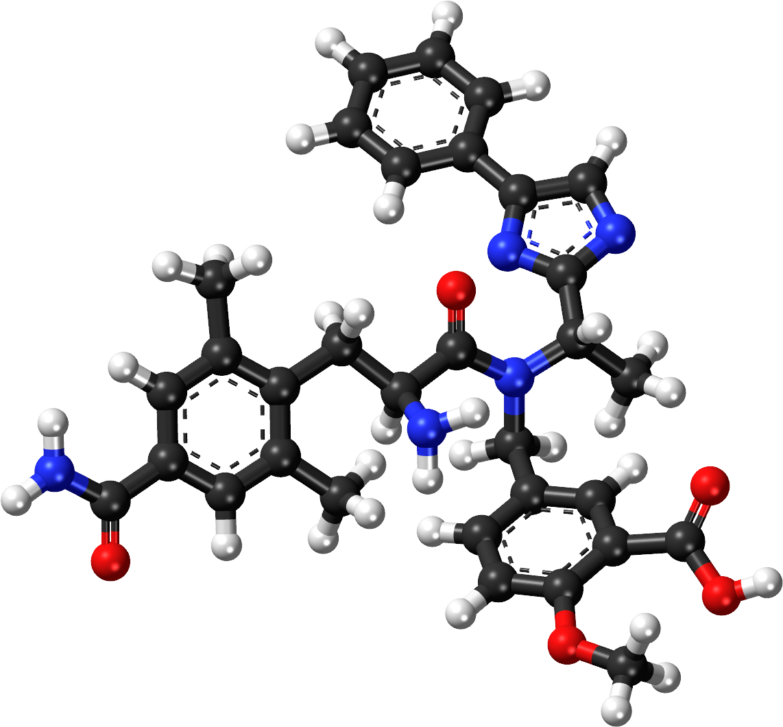 Eluxadoline Ball And Stick Model - Molecule Clipart (1217x1135), Png Download