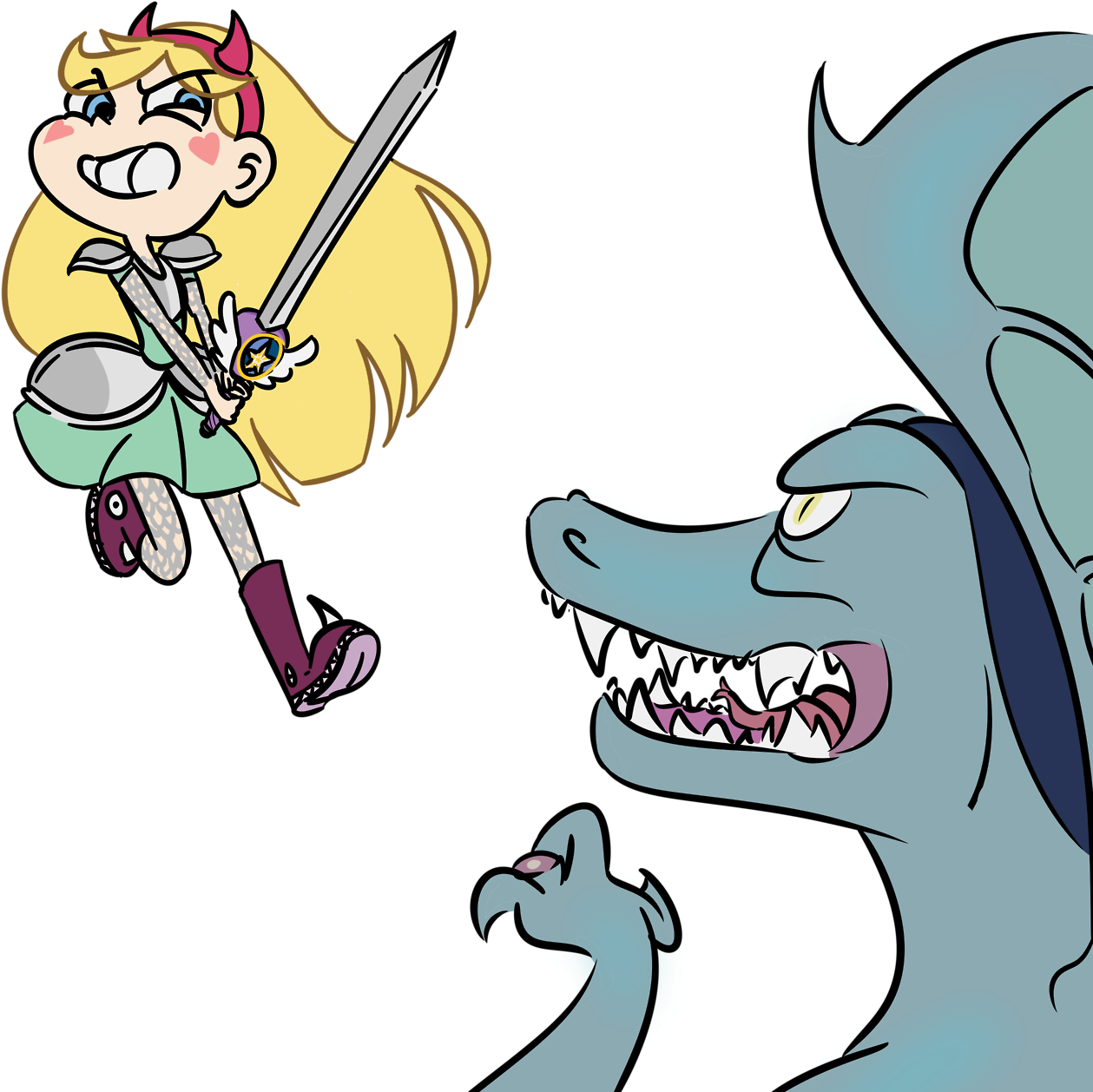 Knight Star Vs A Certain Dragon - Cartoon Clipart (1280x1280), Png Download