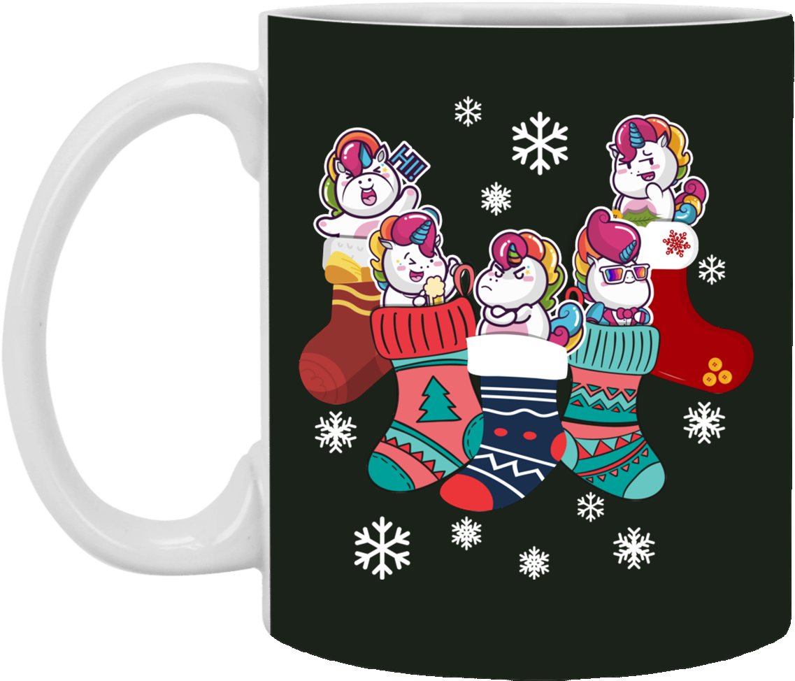 Unicorn In Christmas Sock Mug - Mug Clipart (1155x1155), Png Download