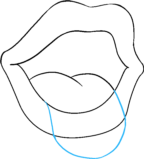 How To Draw Mouth And Tongue - Human Opening Mouth Drawing Clipart (680x678), Png Download
