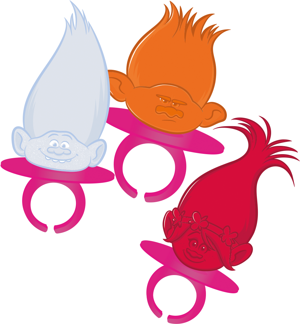 Trolls 3d Candy Ring Pieces - Illustration Clipart (1064x1203), Png Download