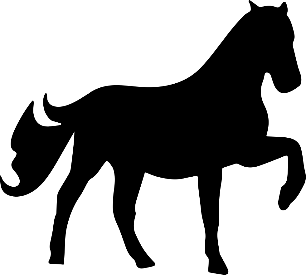 Horse Raising One Foot Silhouette Comments - Stencil Of A Horse Clipart (981x881), Png Download