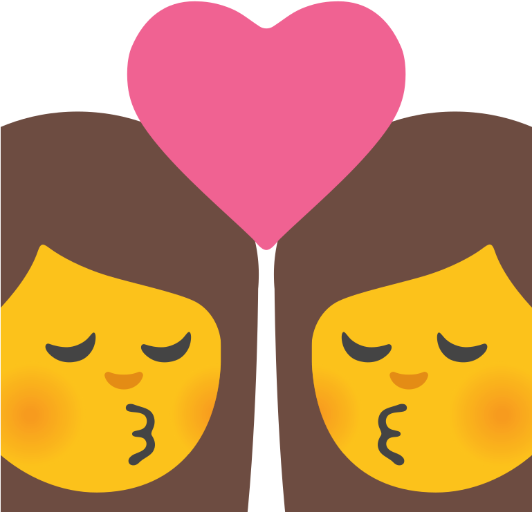 Emoji U1f469 200d 2764 Fe0f 200d 1f48b 200d 1f469 - Emoji Beijo Mulher E Homem Clipart (768x768), Png Download