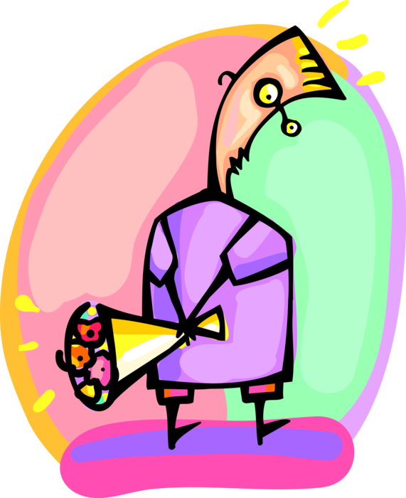 Vector Illustration Of Rejected And Dejected Man Holding Clipart (571x700), Png Download