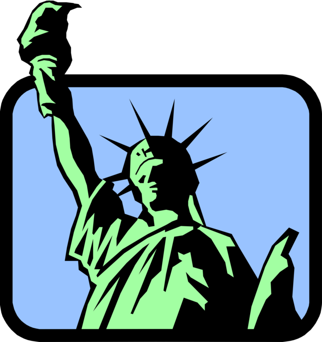 Vector Illustration Of Statue Of Liberty Colossal Neoclassical - Us History Clipart (658x700), Png Download