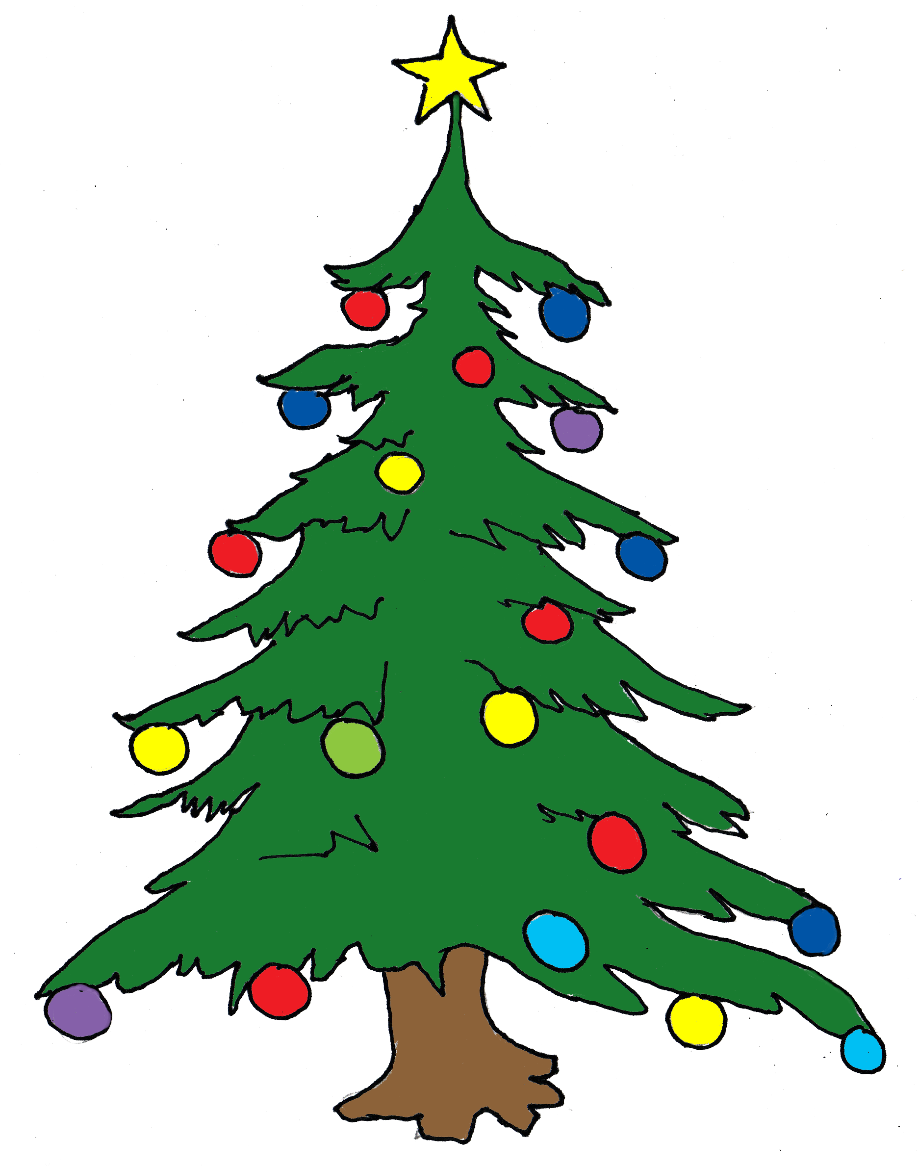Clipart Of Santa, Oregon And Mas - Christmas Tree In Drawing - Png Download (1872x2377), Png Download