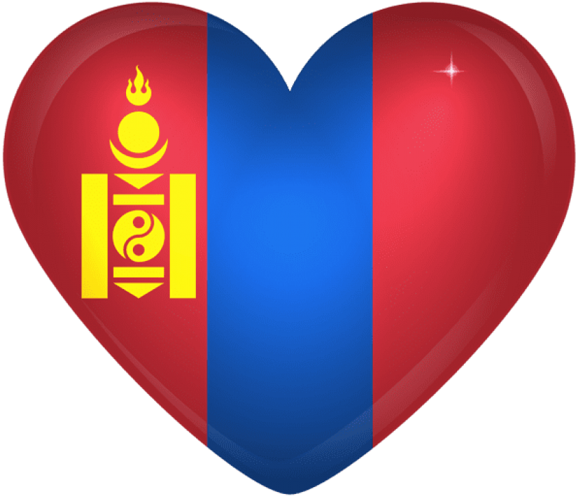Free Png Download Mongolia Large Heart Flag Clipart - Mongolian Flag In A Heart Transparent Png (850x731), Png Download