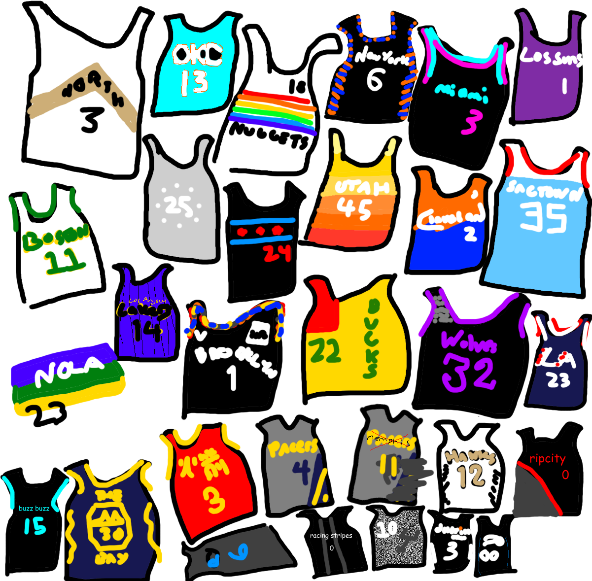 Poorly Drawn City Jerseys Clipart (1200x1200), Png Download