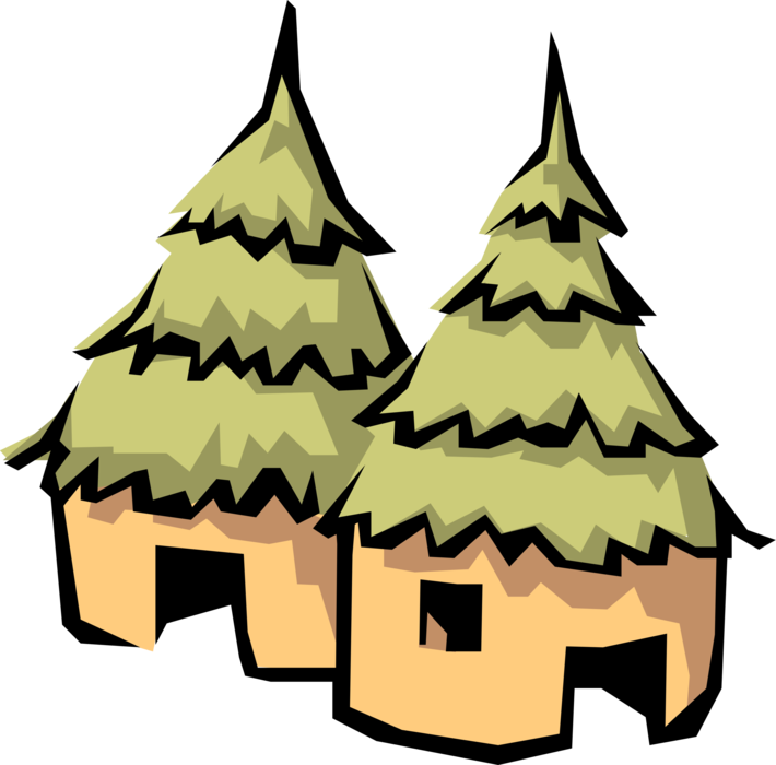 Vector Illustration Of Grass Covered House Symbol - Christmas Tree Clipart (710x700), Png Download