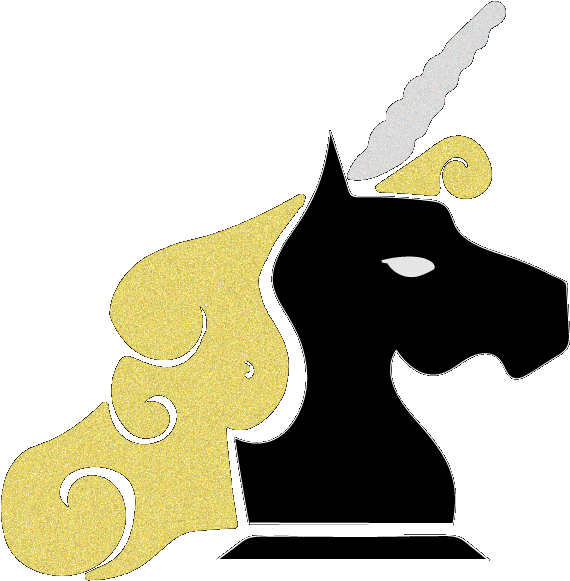 Charmed Geek Black Unicorn Chess Knight - Cartoon Clipart (582x651), Png Download