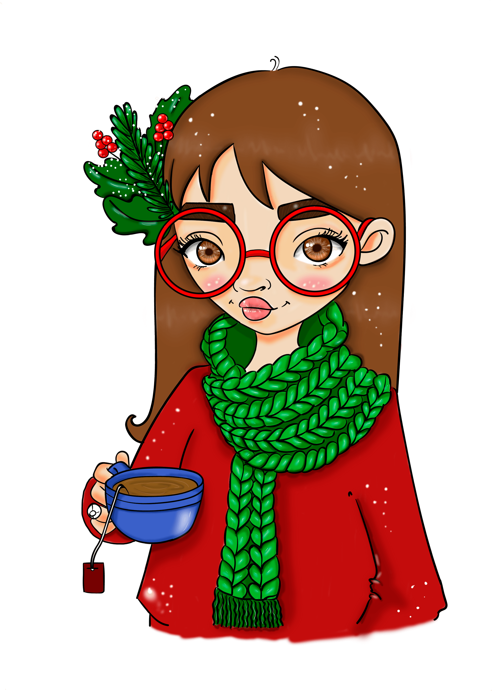 Tea-girl Digiart - Illustration Clipart (2000x2829), Png Download