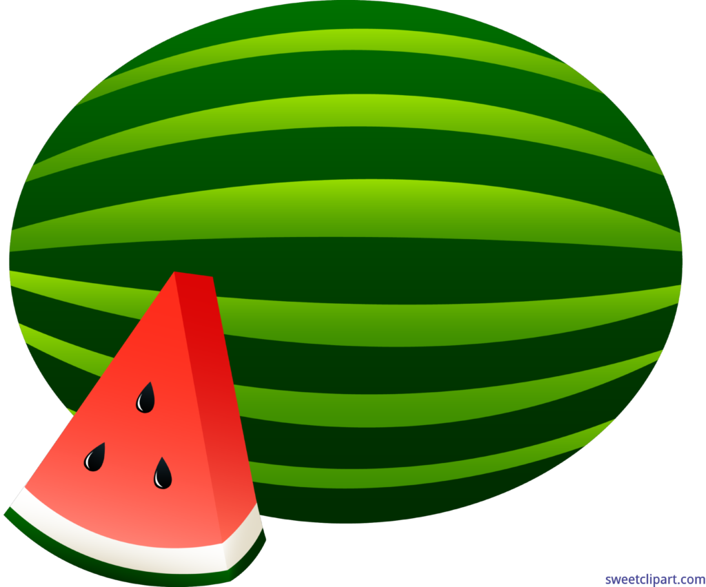 Watermelon Whole Slice Clip Art Clipart - Fruits Flashcards Free Download - Png Download (1024x852), Png Download