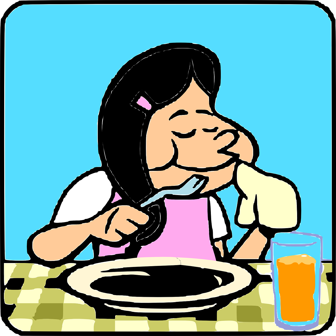Operation "keep Sarah Healthy " 6 Meal Food Plan - Cartoon Girl Eating Breakfast Clipart (719x720), Png Download