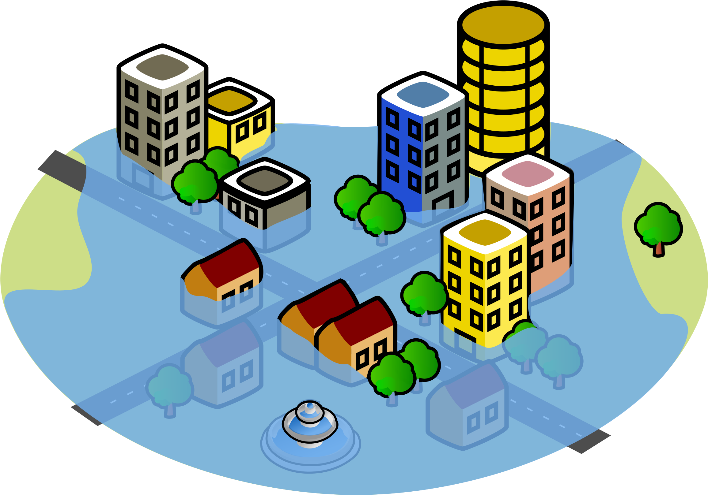 Picture Library Library Clipart Flood - Office Building Clip Art - Png Download (2400x1707), Png Download