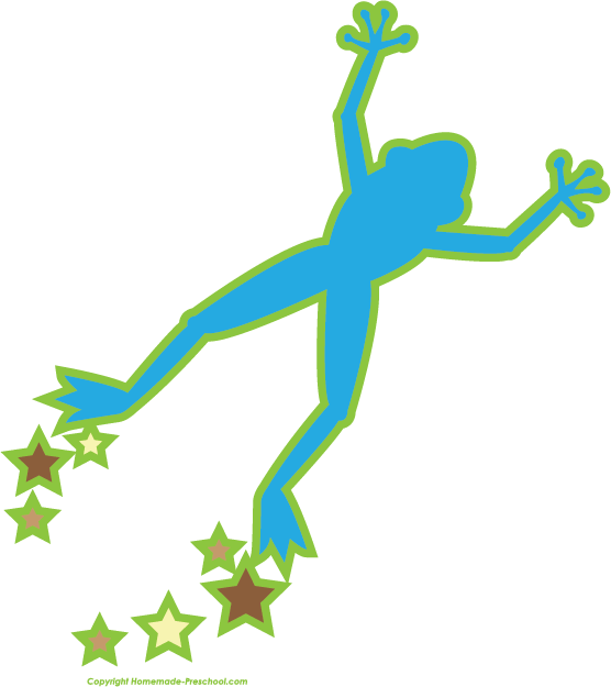 Free - Jumping Blue Frog Clipart (556x625), Png Download