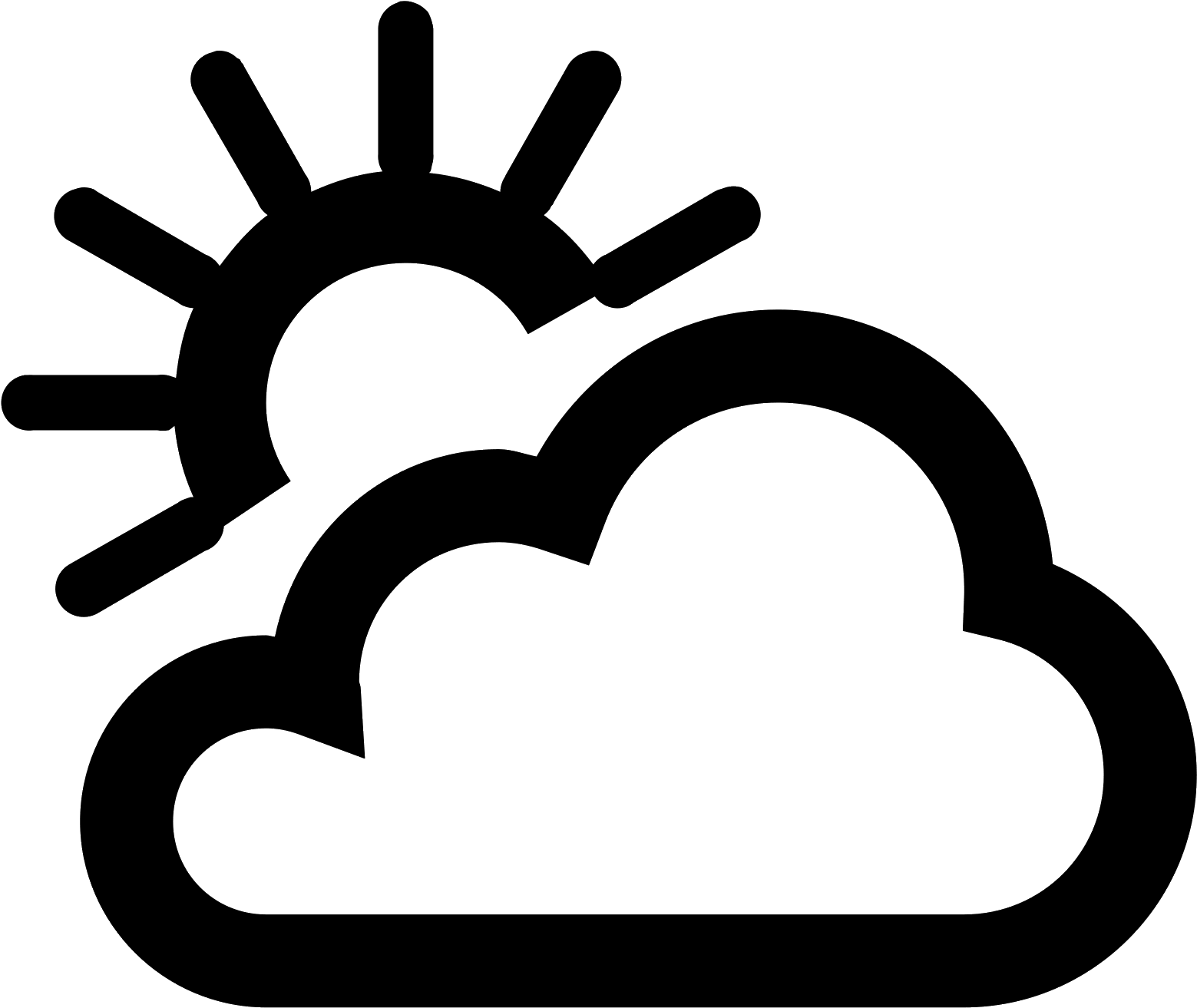 This Is A Picture Of A Cloud With A Sun Coming - Weather Icon Black And White Clipart (1600x1600), Png Download