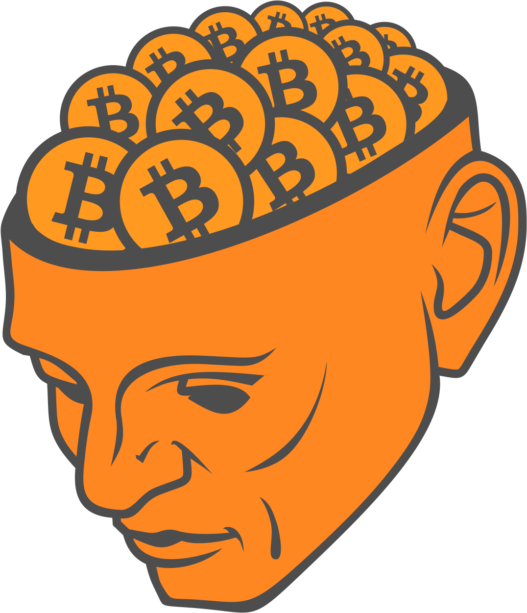 Brains Clipart Orange - Bitcoin In Head - Png Download (1293x1293), Png Download