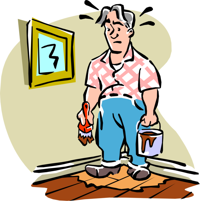 Handyman Paints Himself Into Corner Vector Image - Predicament Clipart - Png Download (704x700), Png Download