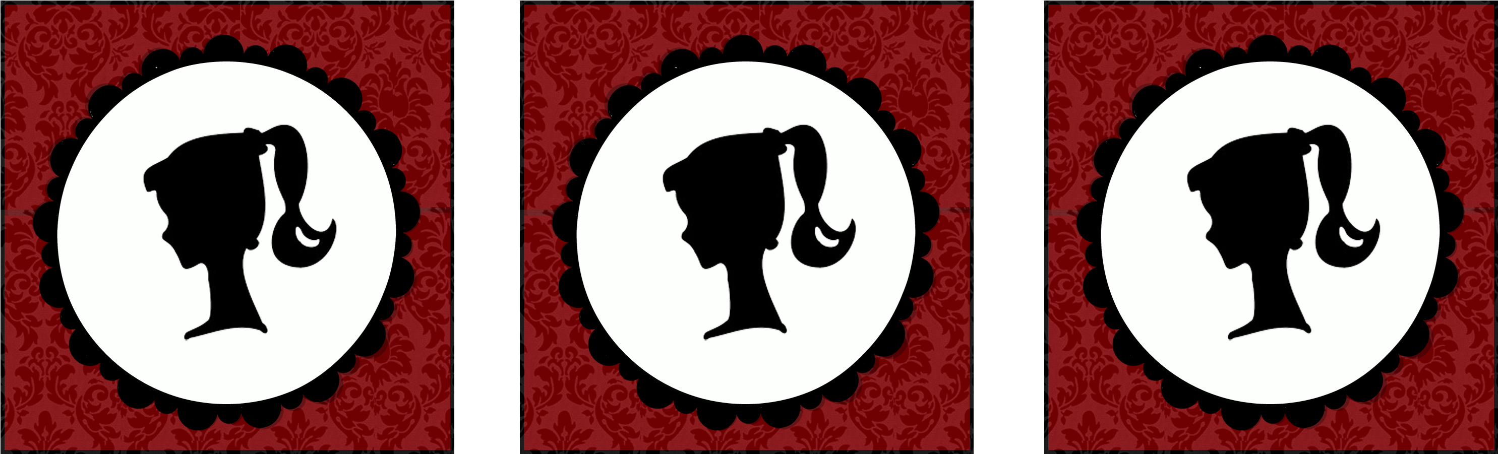 Red And Black Vintage Barbie Tags - Emblem Clipart (3236x1132), Png Download