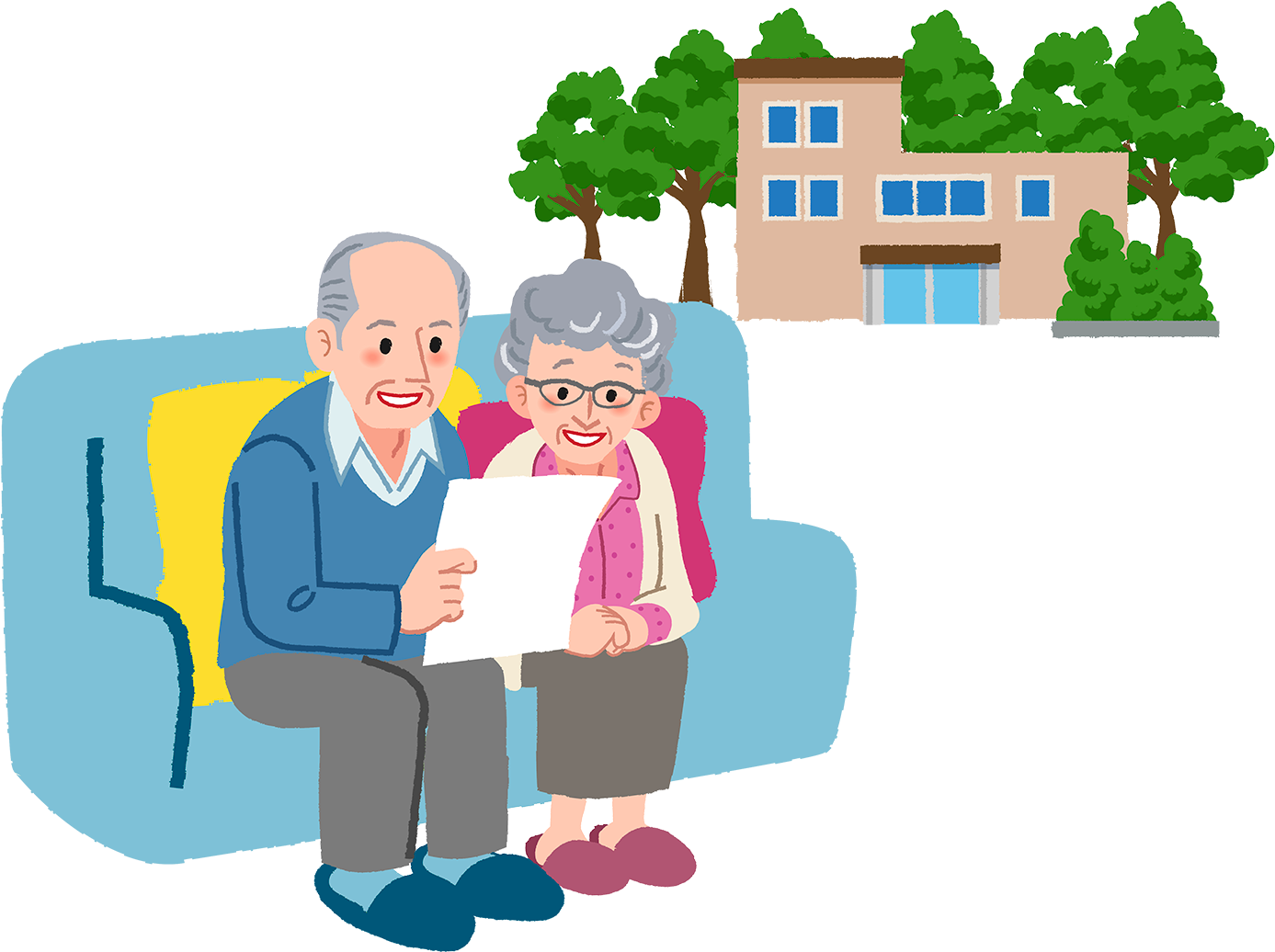Retired Couple Sitting On A Couch Altenpflege Clipart Png