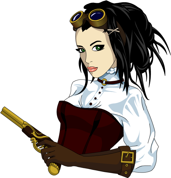 Steampunk Girl By Encho - Steampunk Girl Em Png Clipart (597x621), Png Download