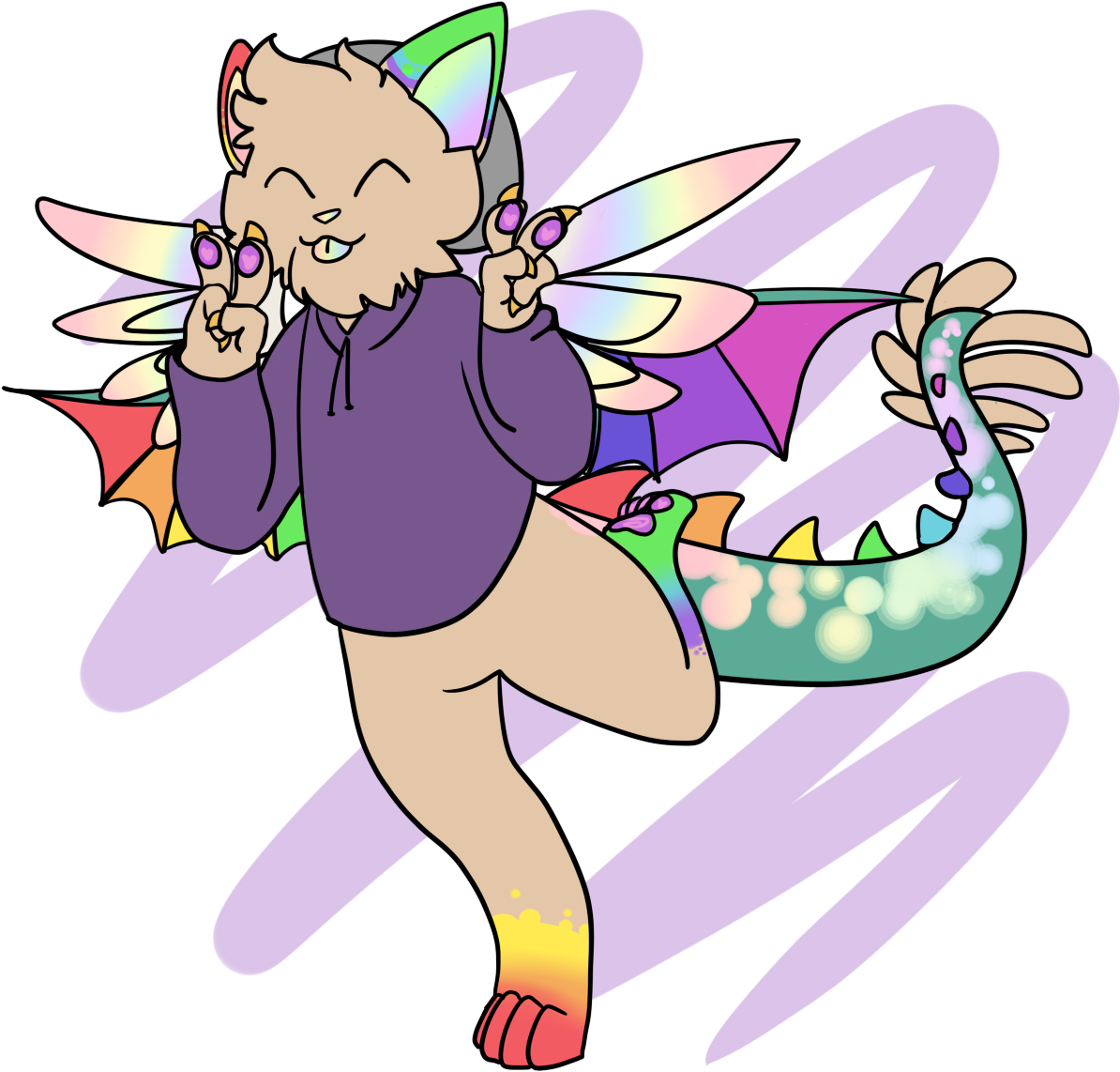“i Would Be A Rainbow Cat Dragon” -tom When Asked What - Cartoon Clipart (1257x1214), Png Download
