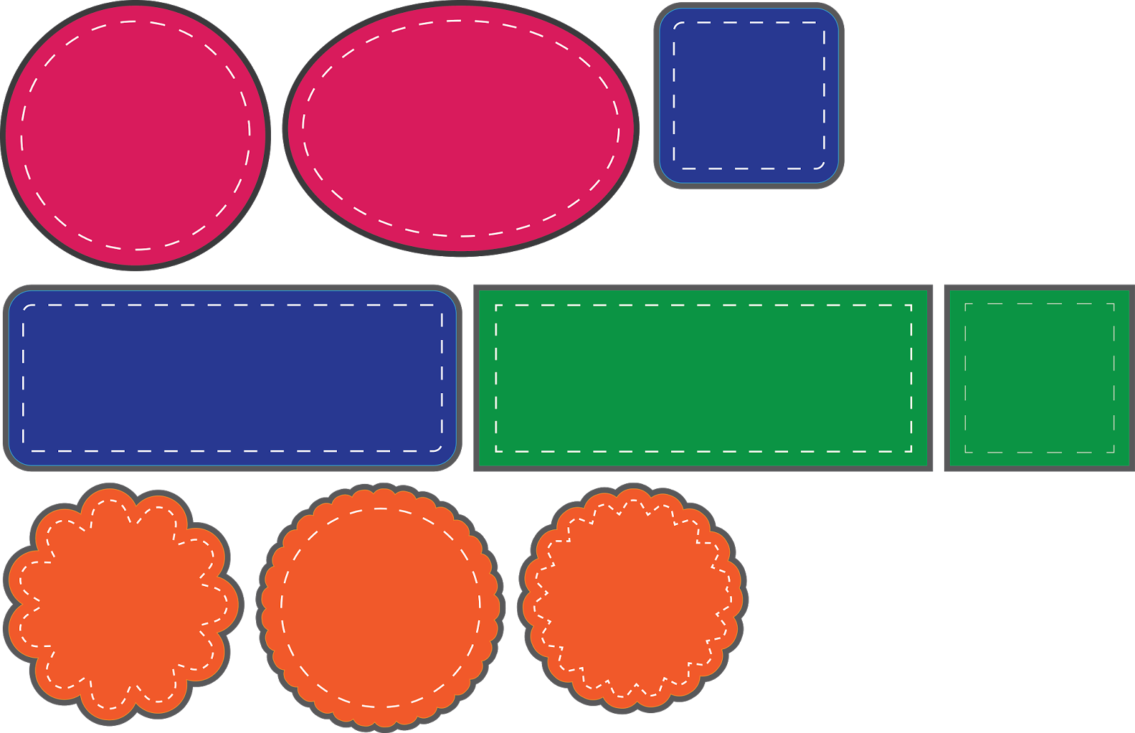 Awesome Svgs Faux Basic Shapes Tags And Ⓒ - Stitched Paper Png Clipart (1600x1033), Png Download
