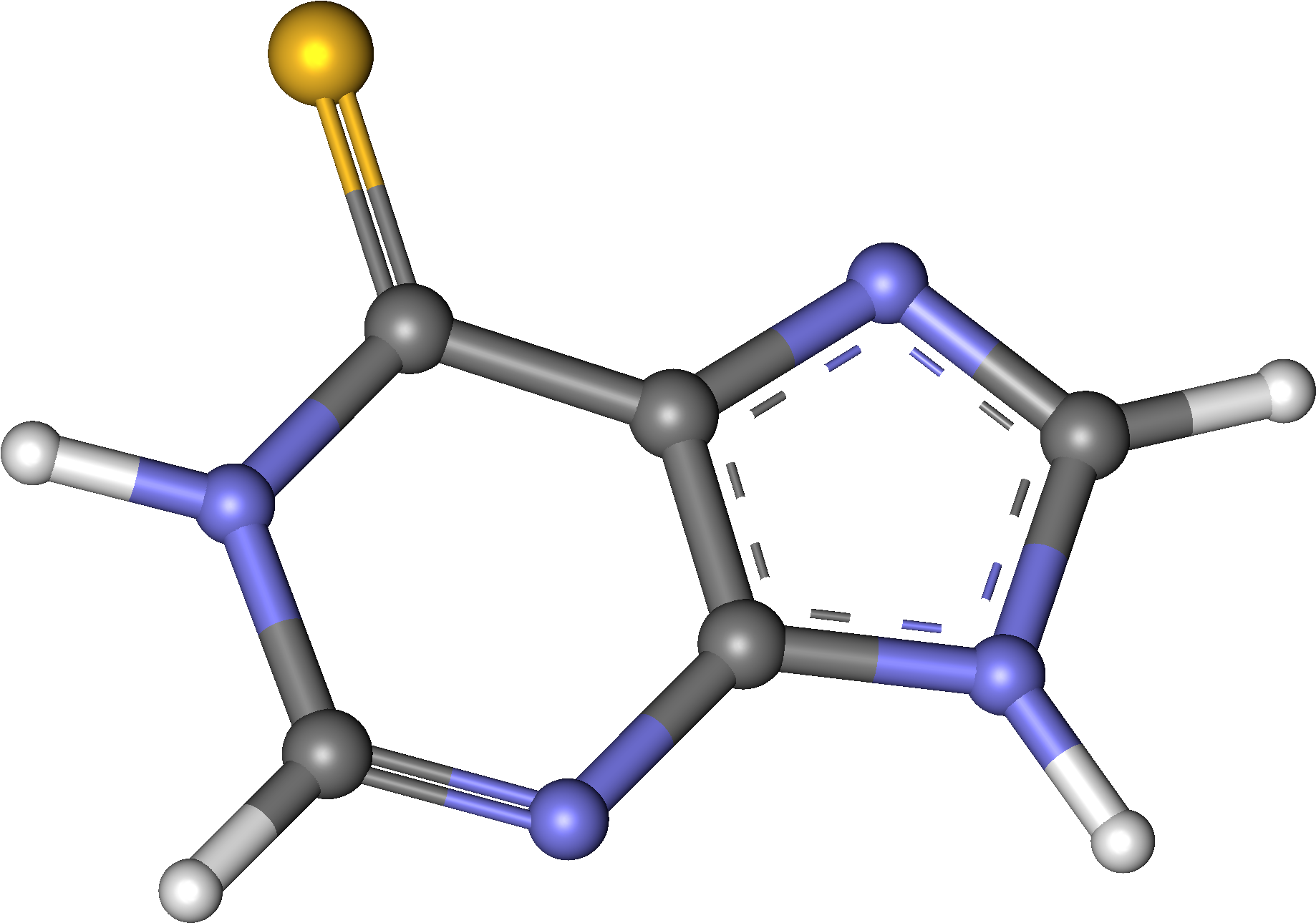Mercaptopurin Ball And Stick - Mercaptopurine Mechanism Of Action In Cell Clipart (2000x1418), Png Download