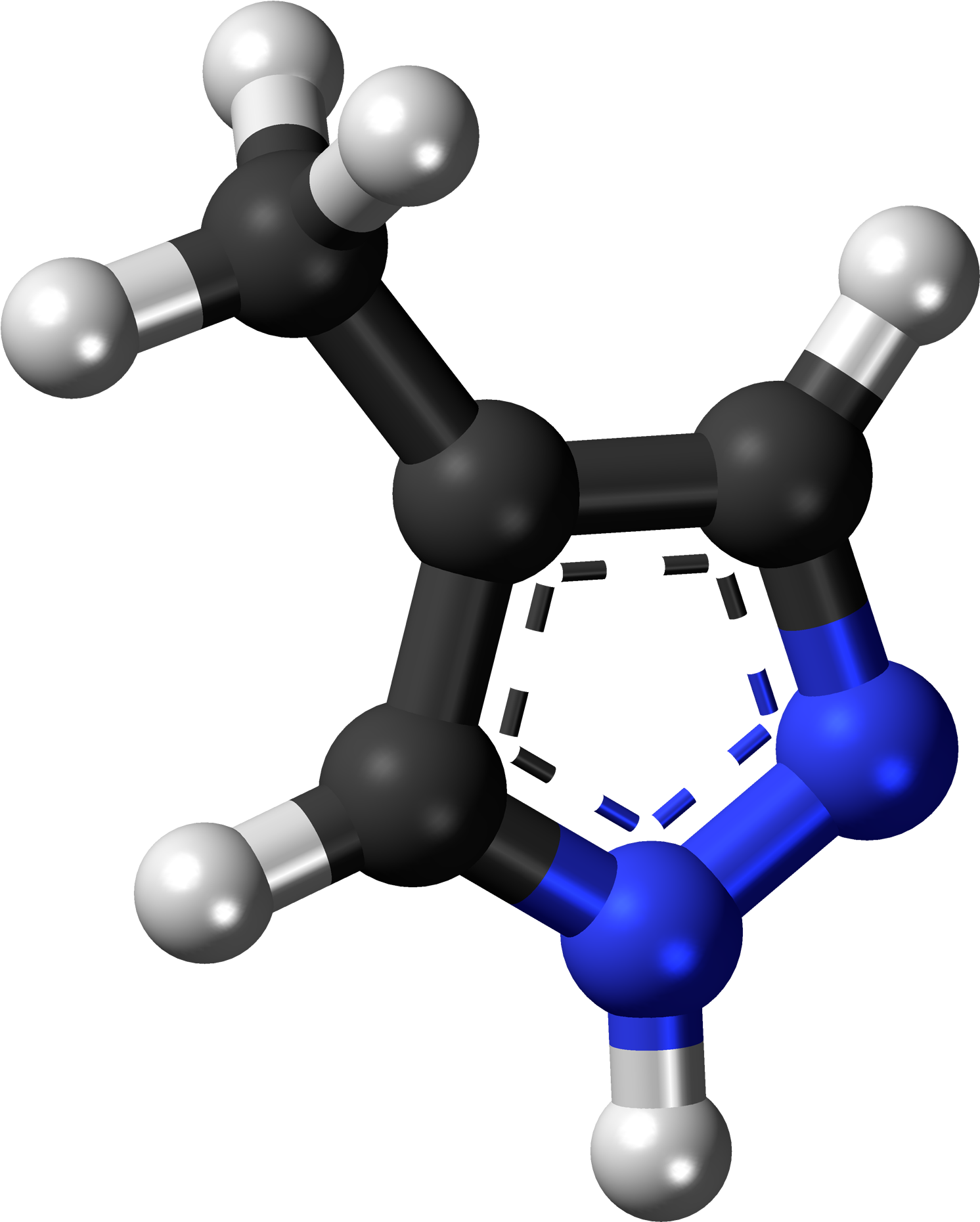 Fomepizole 3d Ball - Pyrazole Aromatic Clipart (1631x2000), Png Download