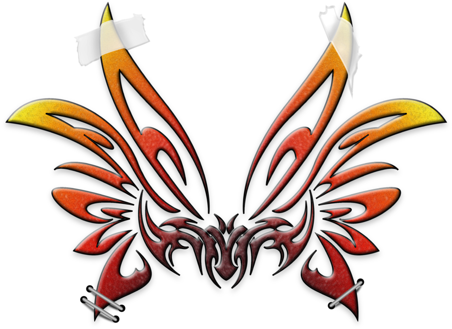 Alien Wings Tribal Tattoo Stencil Clipart (892x649), Png Download