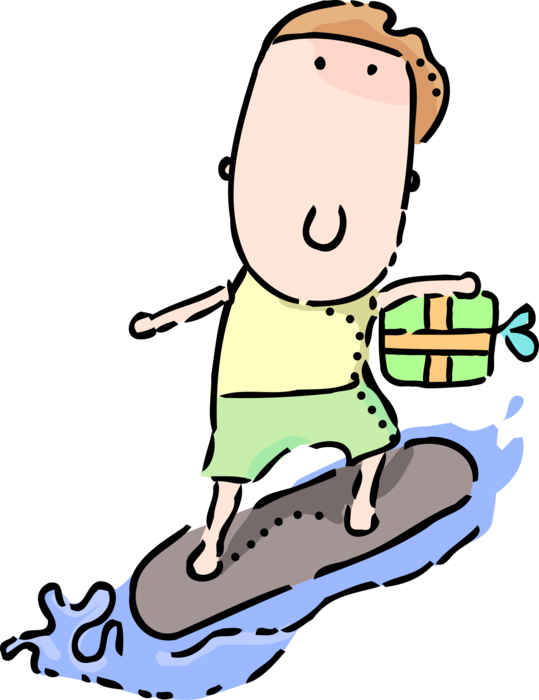 Vector Illustration Of Surfing Dude Surfs On Surfboard Clipart (539x700), Png Download