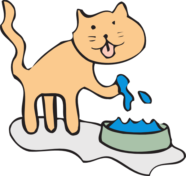 Clipart Of Drinking, 6 Cat And Feed - Png Download (600x568), Png Download