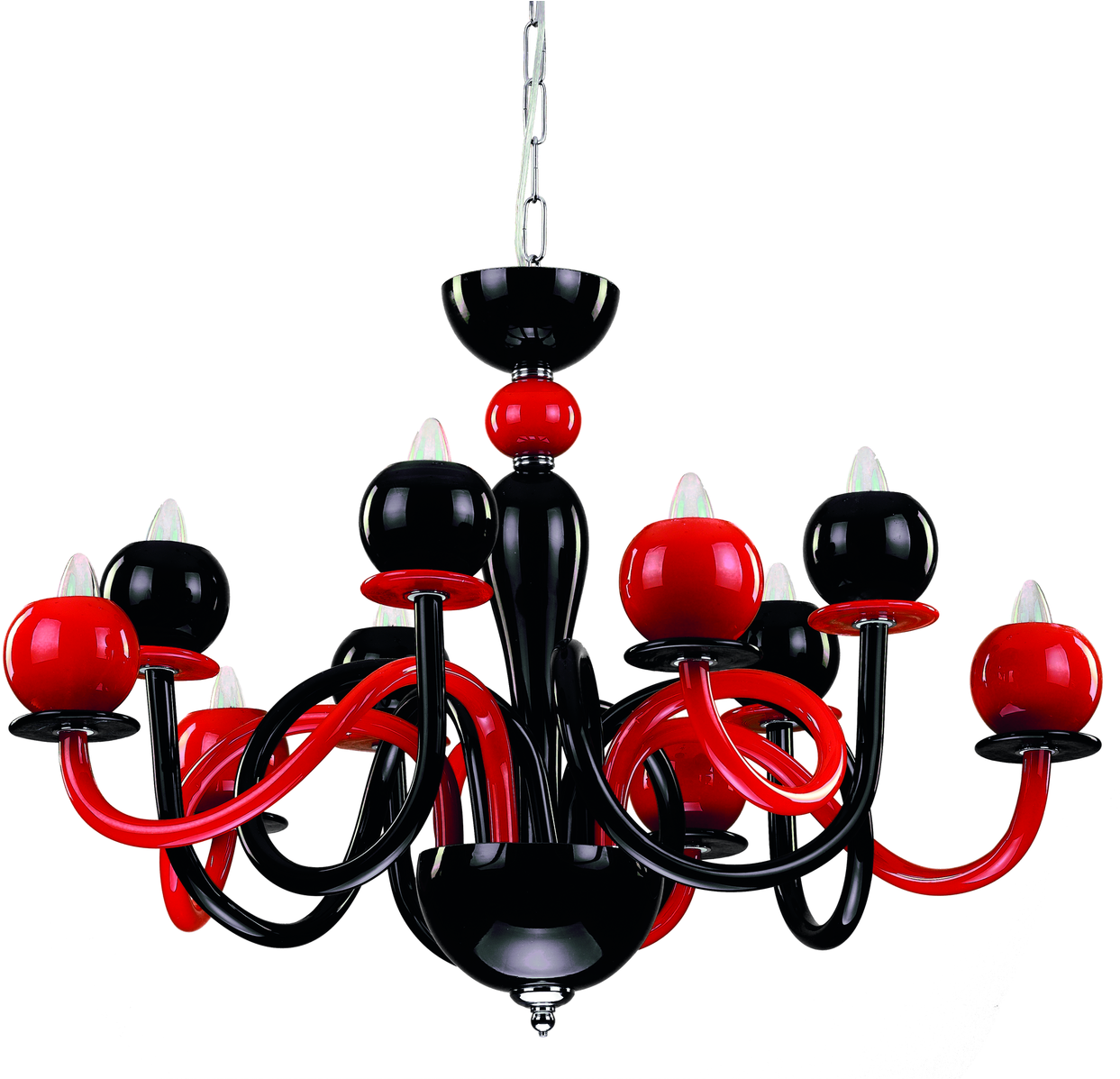 Charming Red And Black Chandelier With 10 Lights - Chandelier Clipart (1280x1196), Png Download