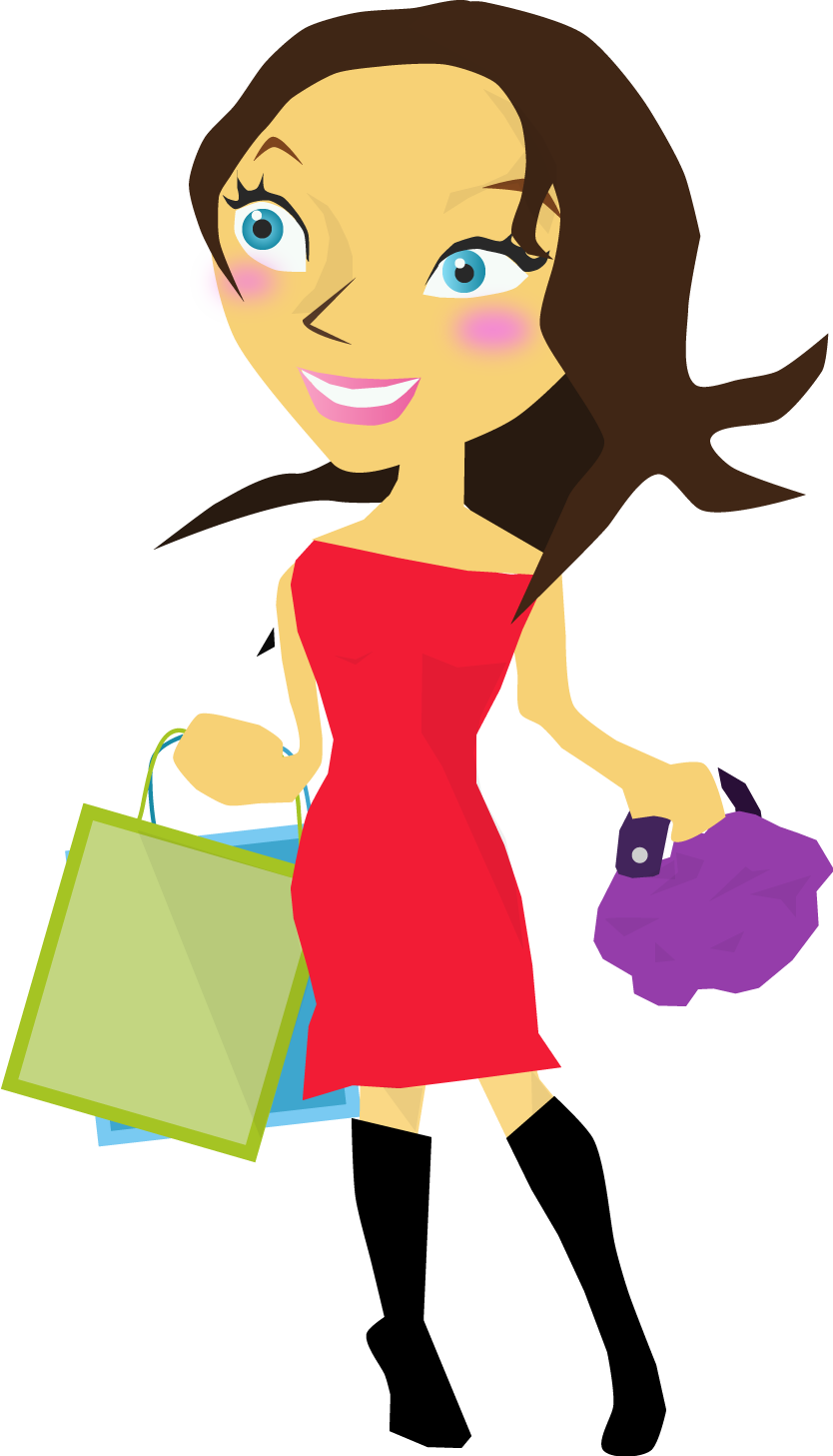 Business Woman - Cute Girl Shopping Png Clipart (834x1457), Png Download